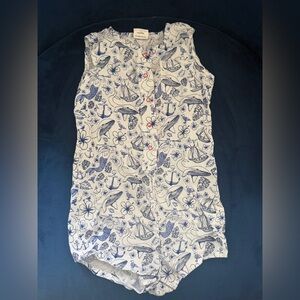 EGG by Susan LazarNautical Print Sleeveless Romper in White and Blue EUC